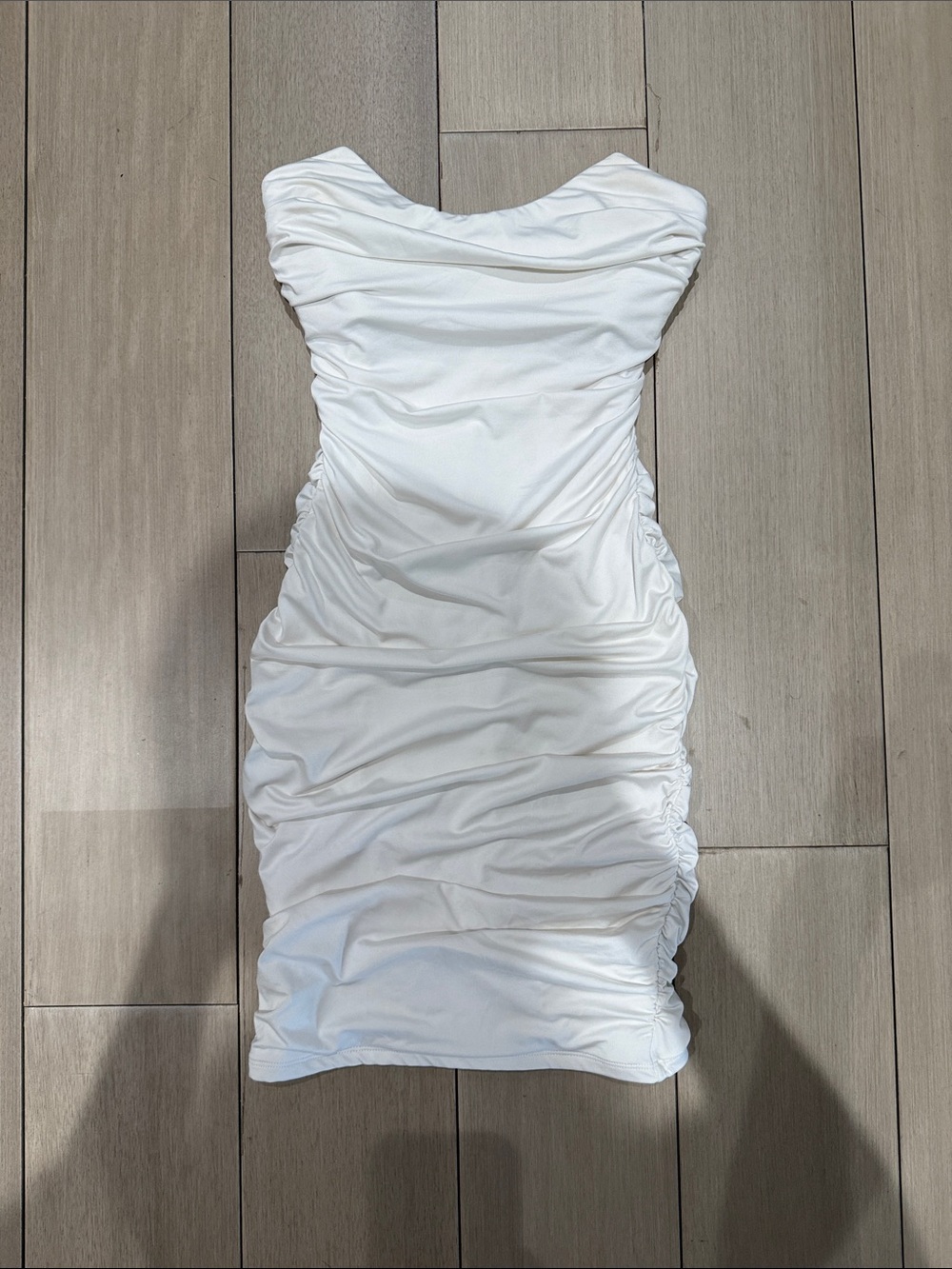 Oh Polly Ruffle Detail Bandeau Midi Dress in White. 
- Women